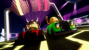 Corrida em peças de computador no emoji Kart Racer.