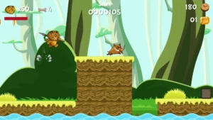 Leão Leo pulando na floresta.